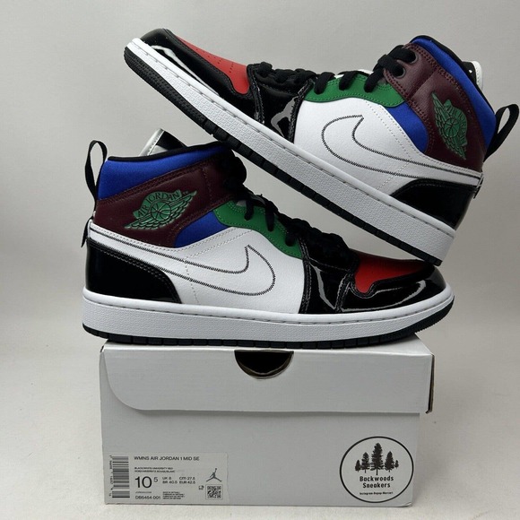 air jordan 1 mid white black multi